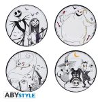 Set Pack Juego de 4 Platos de Porcelana - Jack Skellington & Sally de Pesadilla antes de Navidad