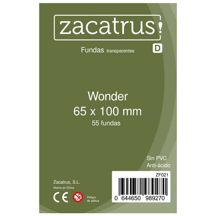 wonder_1.jpg Fundas Transparentes Zacatrus! Wonder 65 x 100 mm 55 Fundas Zacatrus - Imagen 1